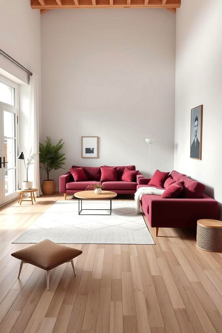 Scandinavian Simplicity - 24 Burgundy Sofa Living Room Ideas