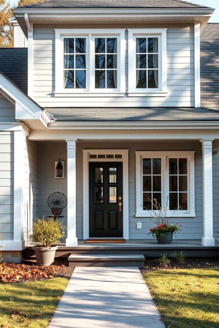 Scandinavian Simplicity - 24 Light Grey House With White Trim Design Ideas