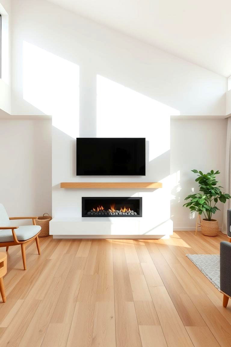 Scandinavian Simplicity - 24 Linear Fireplace Ideas With Tv Above