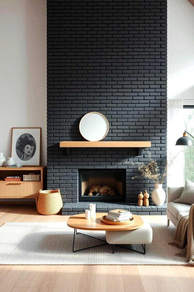 Scandinavian Simplicity - 24 Black Brick Fireplace Ideas