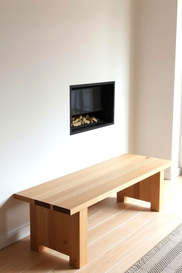 Scandinavian Style Bench with Simple Lines - 24 Fireplace Bench Ideas