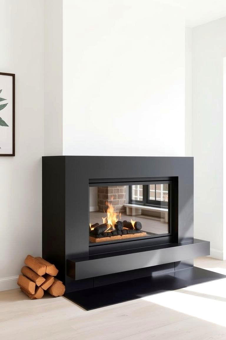 Scandinavian Style Black Fireplace - 24 Black Fireplace Ideas