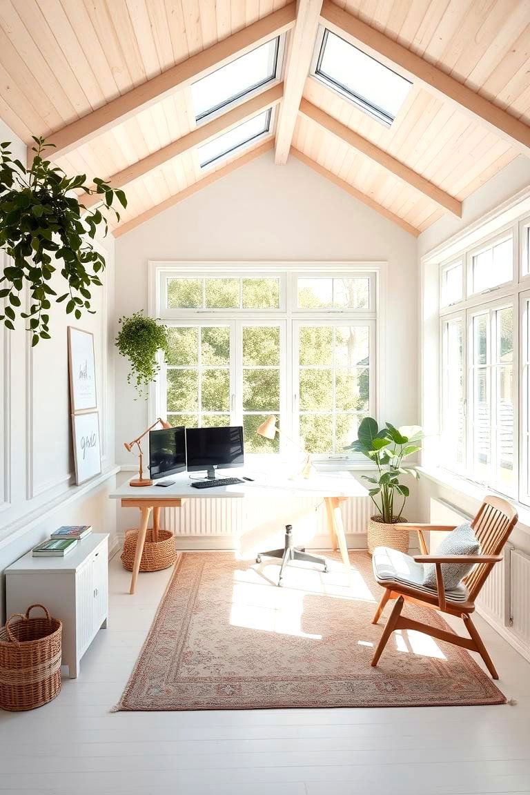 Scandinavian Sunroom Office - 24 Sunroom Office Ideas