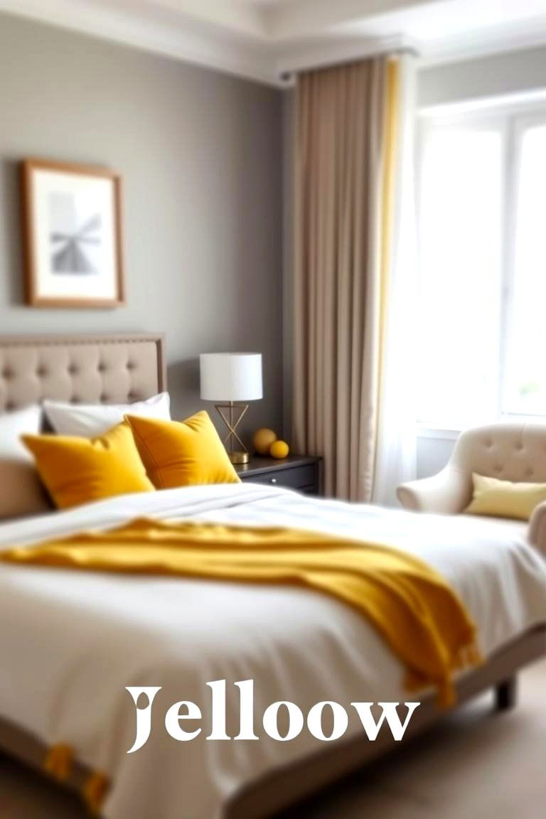Scatter Sunshine with Yellow Throw Pillows - 24 Yellow Bedroom Ideas