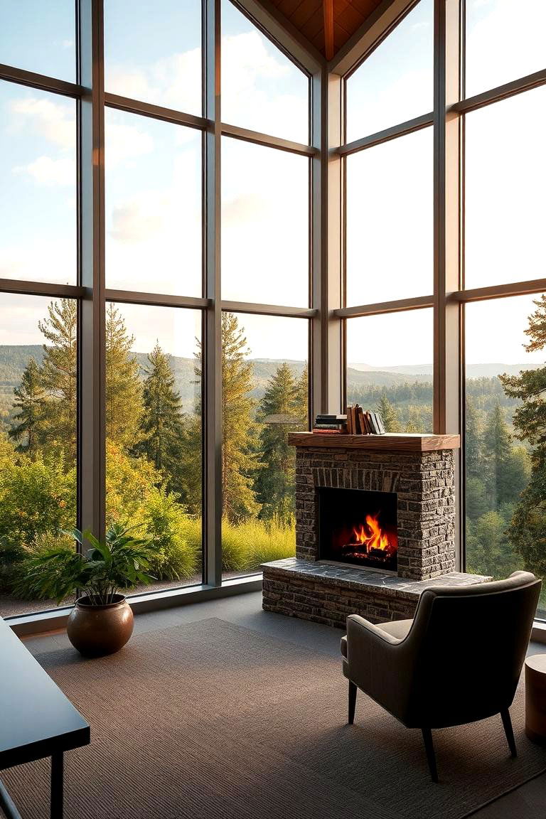 Scenic View Fireplace Office - 24 Home Office With Fireplace Ideas