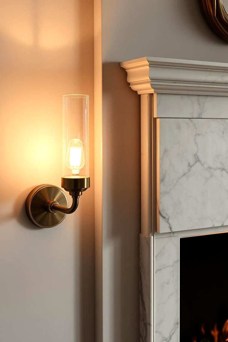 Sconce with Marble Base - 24 Fireplace Sconces Ideas