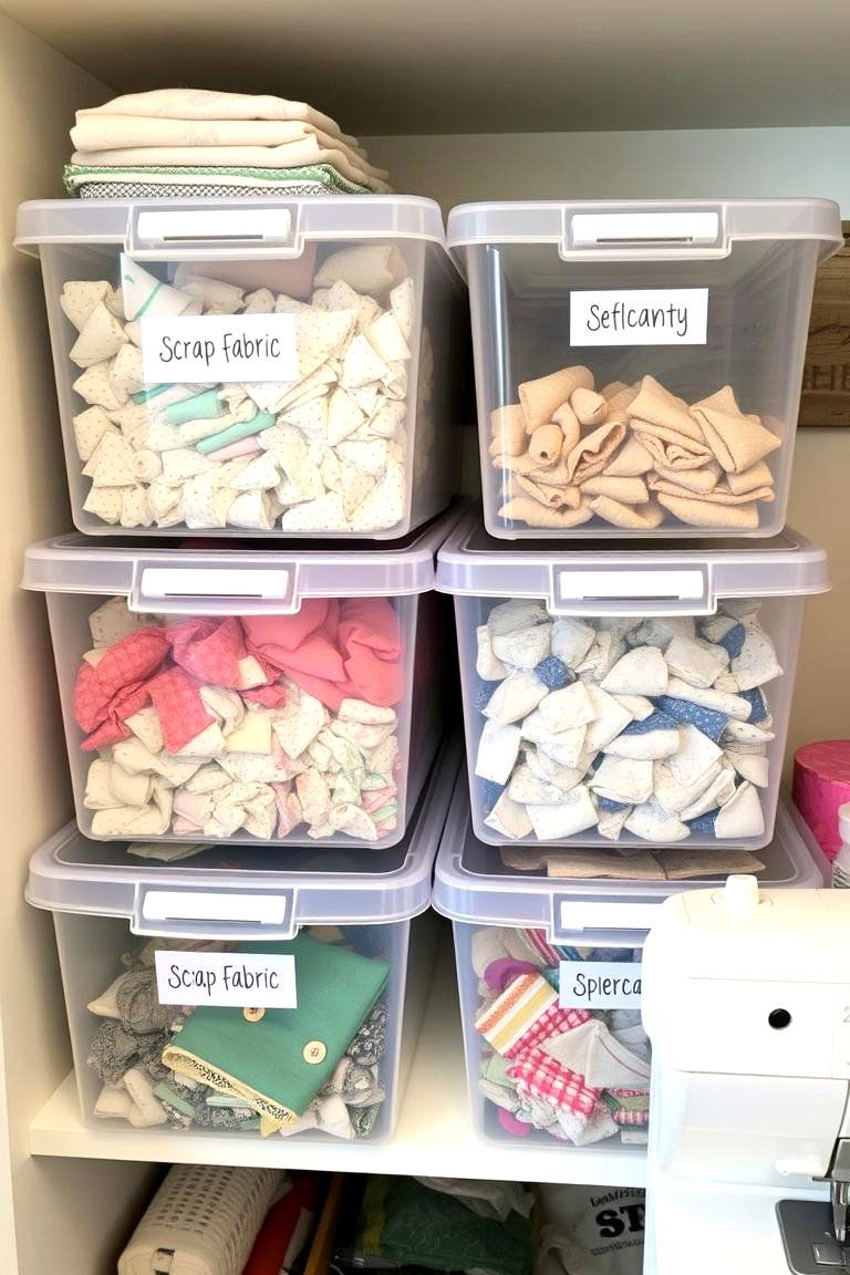 Scrap Fabric Organization Bins - 24 Sewing Room Ideas