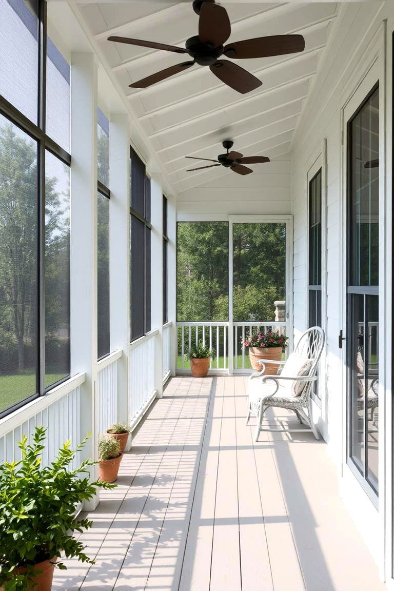 Screened In Section - 24 White Farmhouse With Wrap-around Porch Ideas