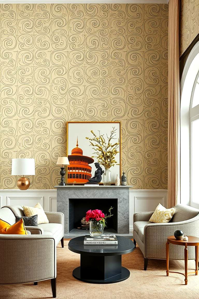 Scroll Motif Wallpapers - 24 Chinoiserie Bedroom Ideas