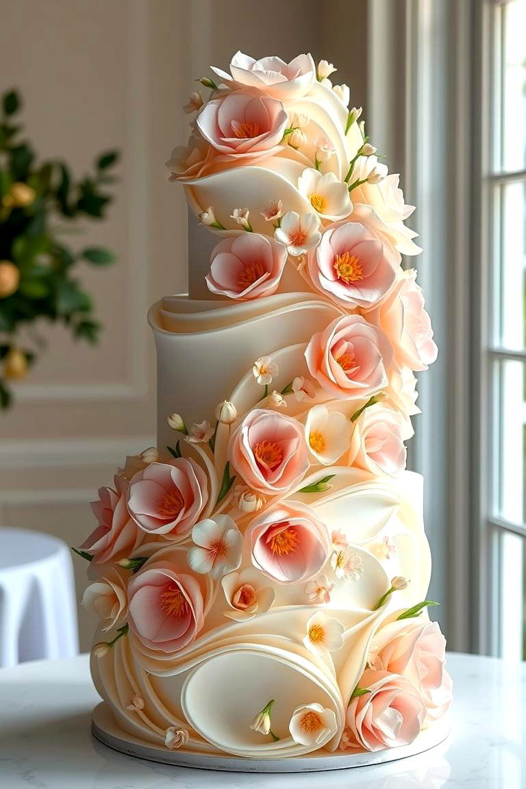 Sculptural Floral Wedding Cake - 24 Wedding Cake Ideas