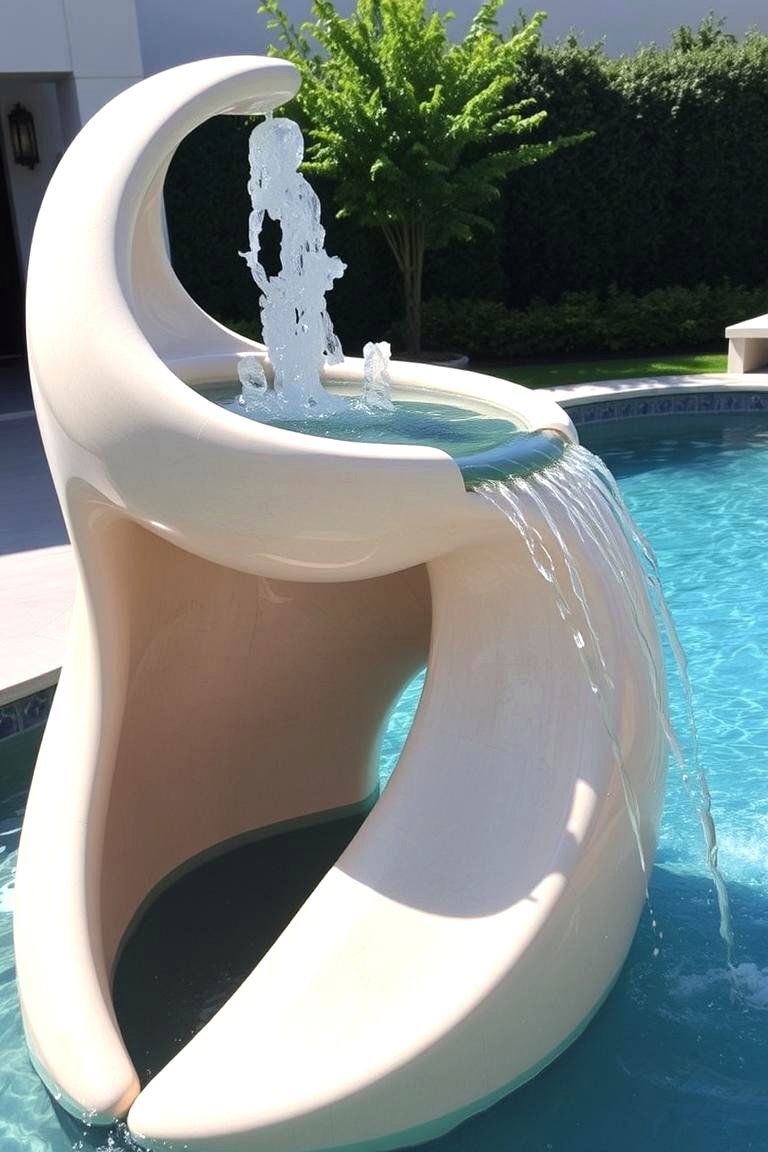 Sculptural Fountain - 24 Pool Fountain Ideas