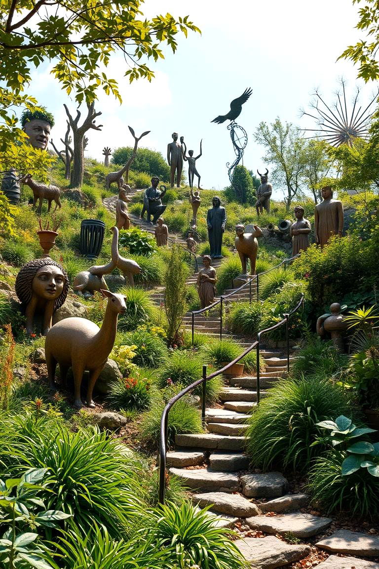 Sculptural Garden Art - 24 hillside landscaping ideas