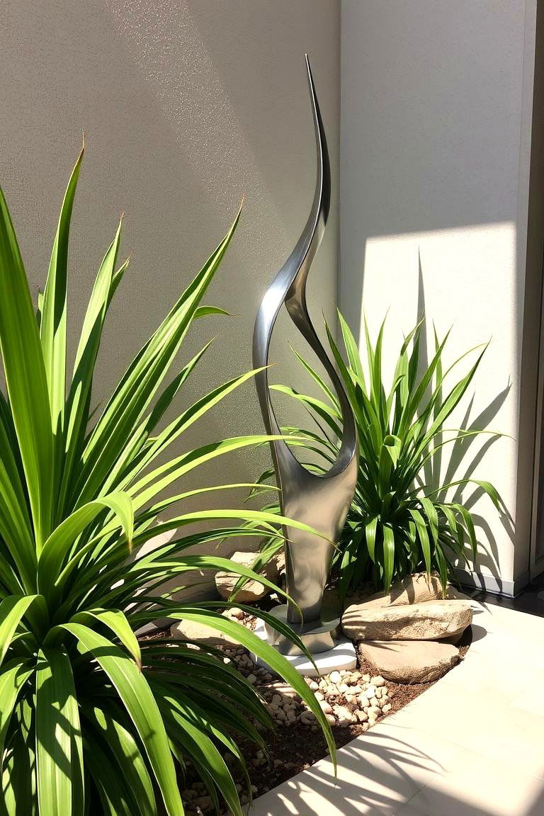 Sculptural Garden Corner - 24 Corner Garden Ideas
