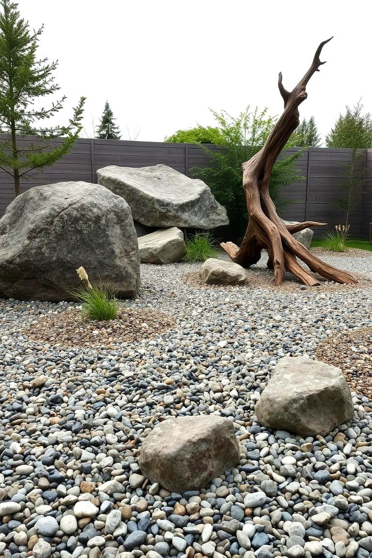 Sculptural Gravel Garden with Statement Pieces - 24 Gravel Garden Ideas
