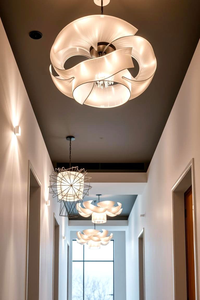 Sculptural Lighting Fixtures - 24 Black Hallway Ideas