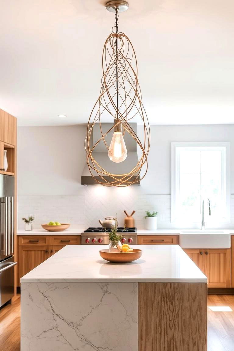 Sculptural Lighting for Artistic Expression - 24 Kitchen Island Lighting Ideas