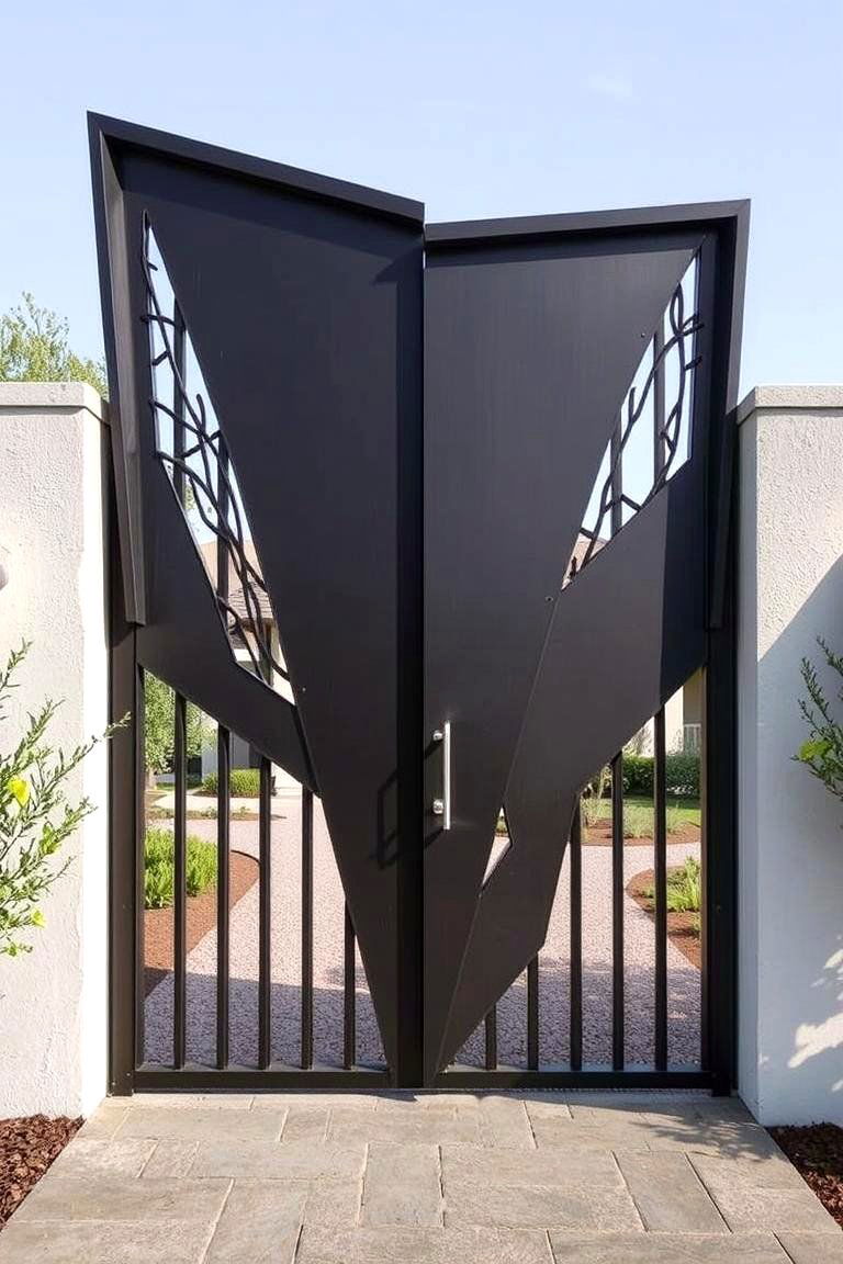 Sculptural Modern Art Gate - 24 Driveway Gate Ideas