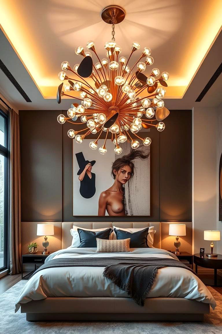 Sculptural Modern Art - 24 Bedroom Chandelier Ideas