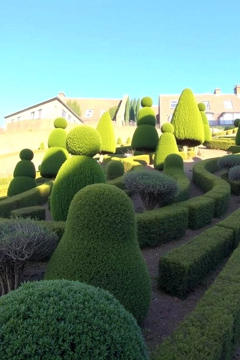 Sculptural Topiary in Sloping Garden - 24 Sloping Garden Design Ideas