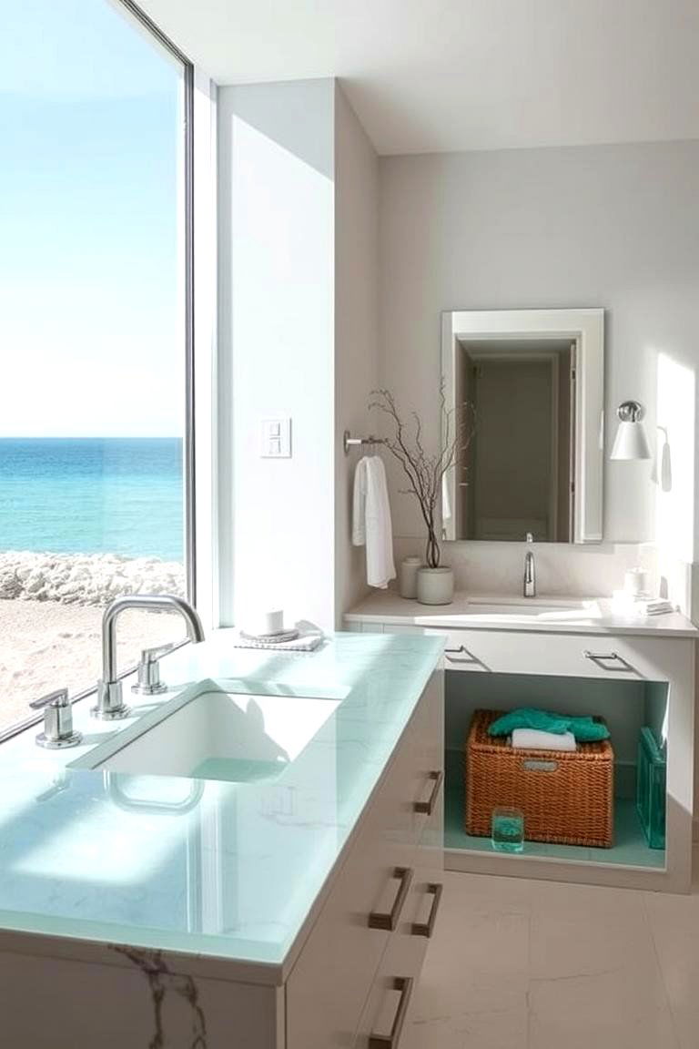 Sea Glass Accents - 24 Coastal Bathroom Ideas