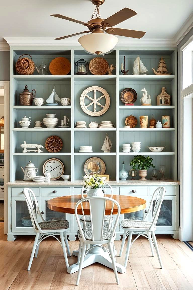 Sea Inspired Open Shelving - 24 Coastal Dining Room Ideas