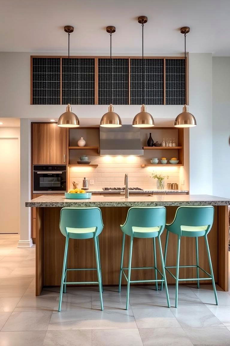 Seafoam Green Bar Stools and Seating - 24 Seafoam Green Kitchen Ideas