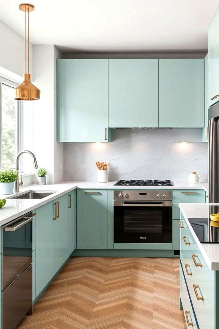 Seafoam Green Contemporary Twist - 24 Seafoam Green Kitchen Ideas