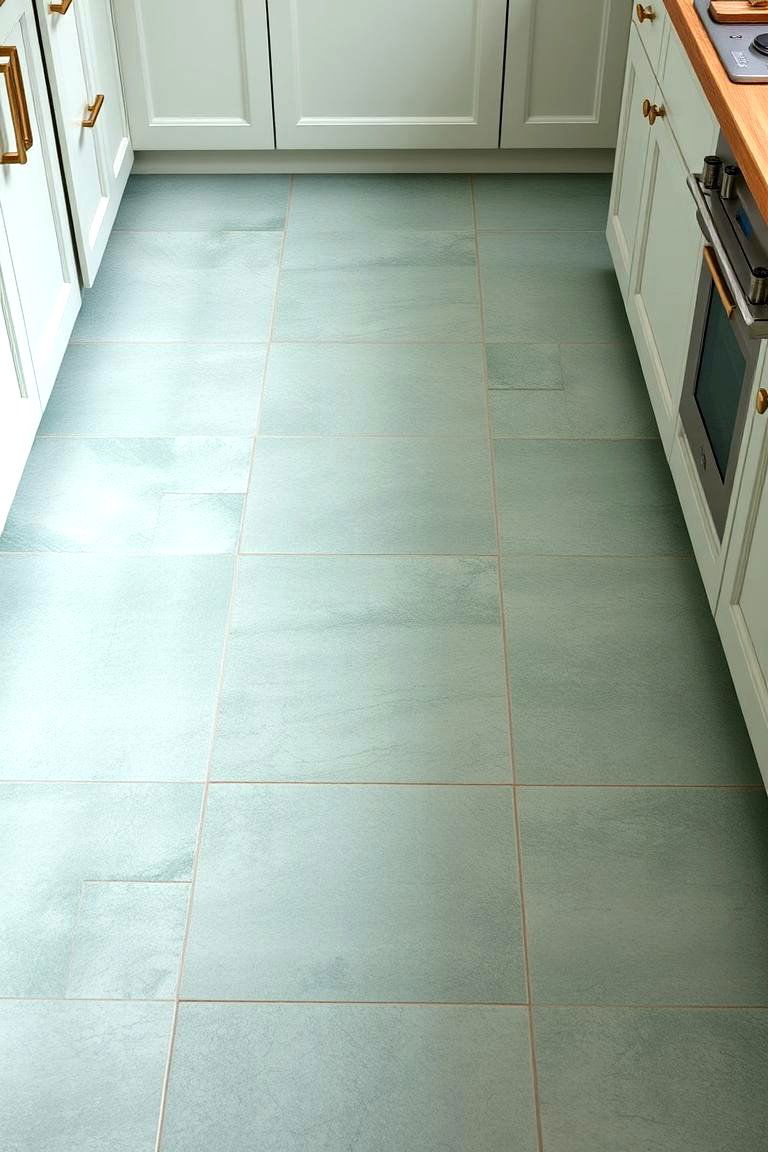 Seafoam Green Flooring Touch - 24 Seafoam Green Kitchen Ideas