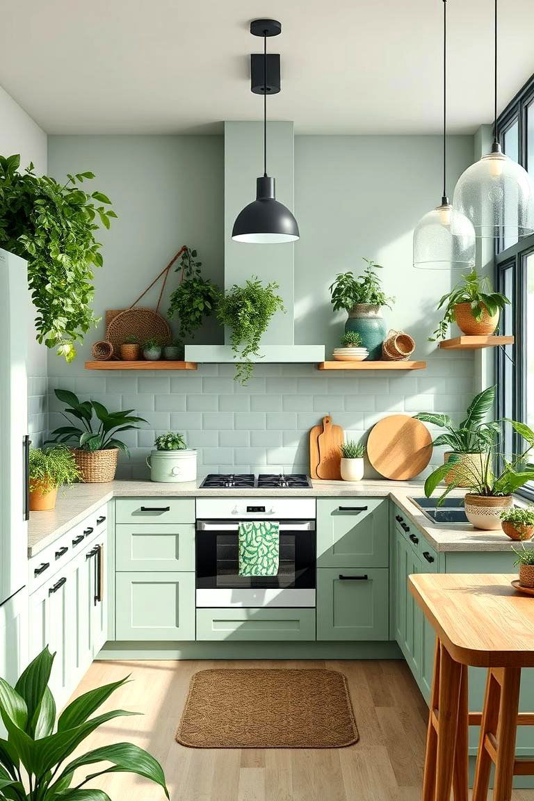 Seafoam Green Nature Inspired Elements - 24 Seafoam Green Kitchen Ideas
