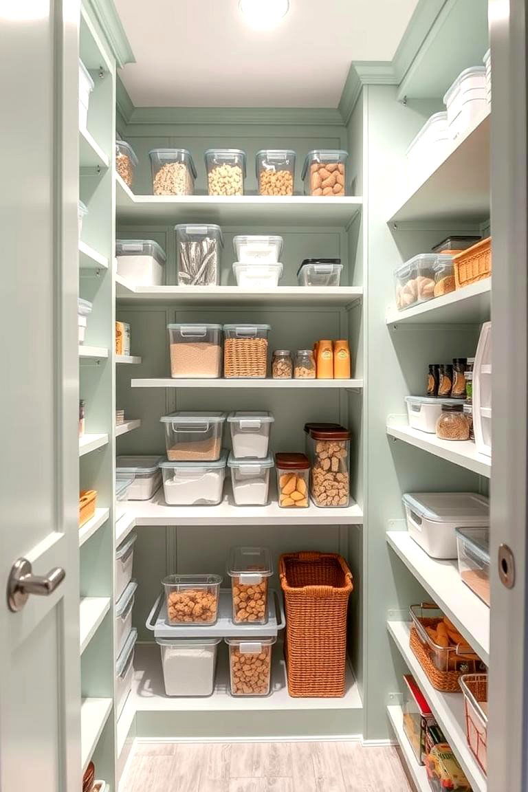 Seafoam Green Pantry Organization - 24 Seafoam Green Kitchen Ideas