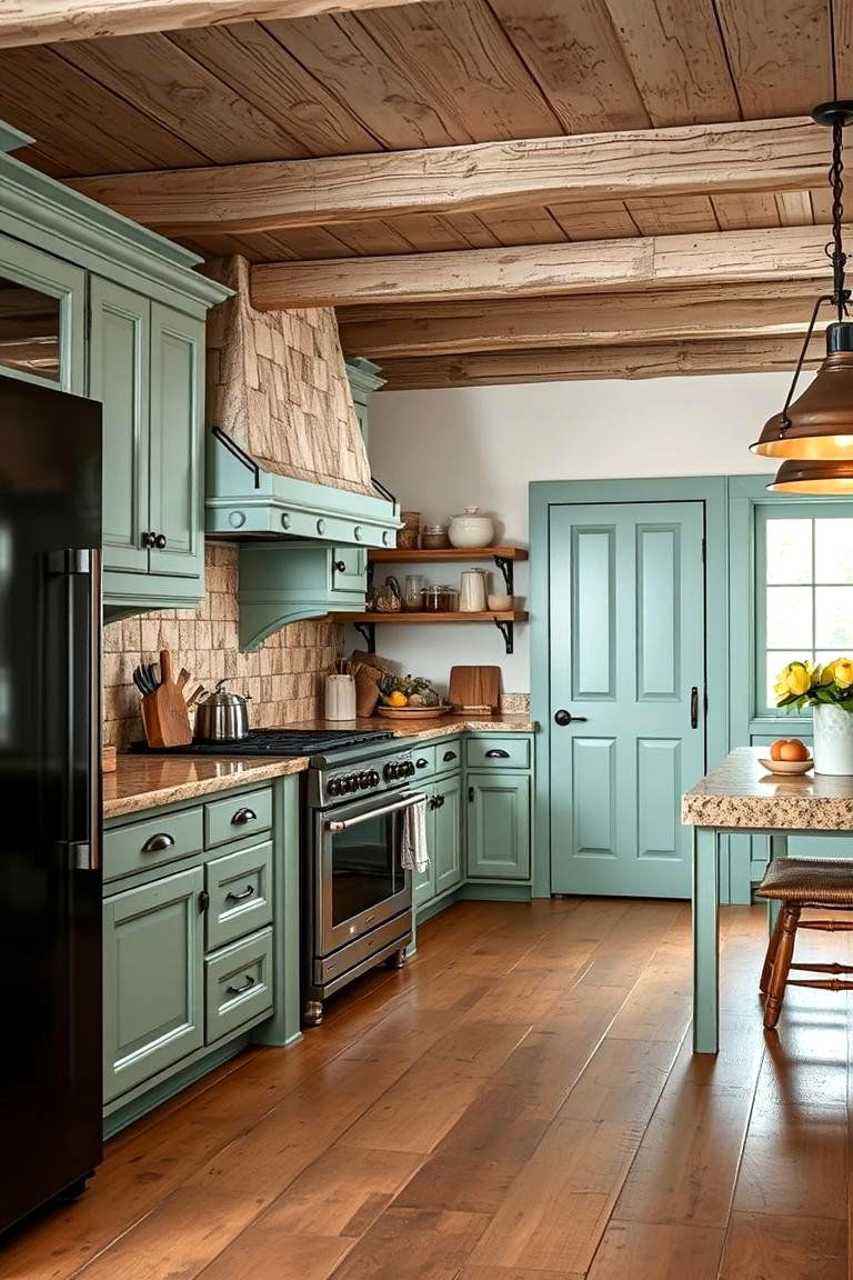 Seafoam Green Rustic Charm - 24 Seafoam Green Kitchen Ideas