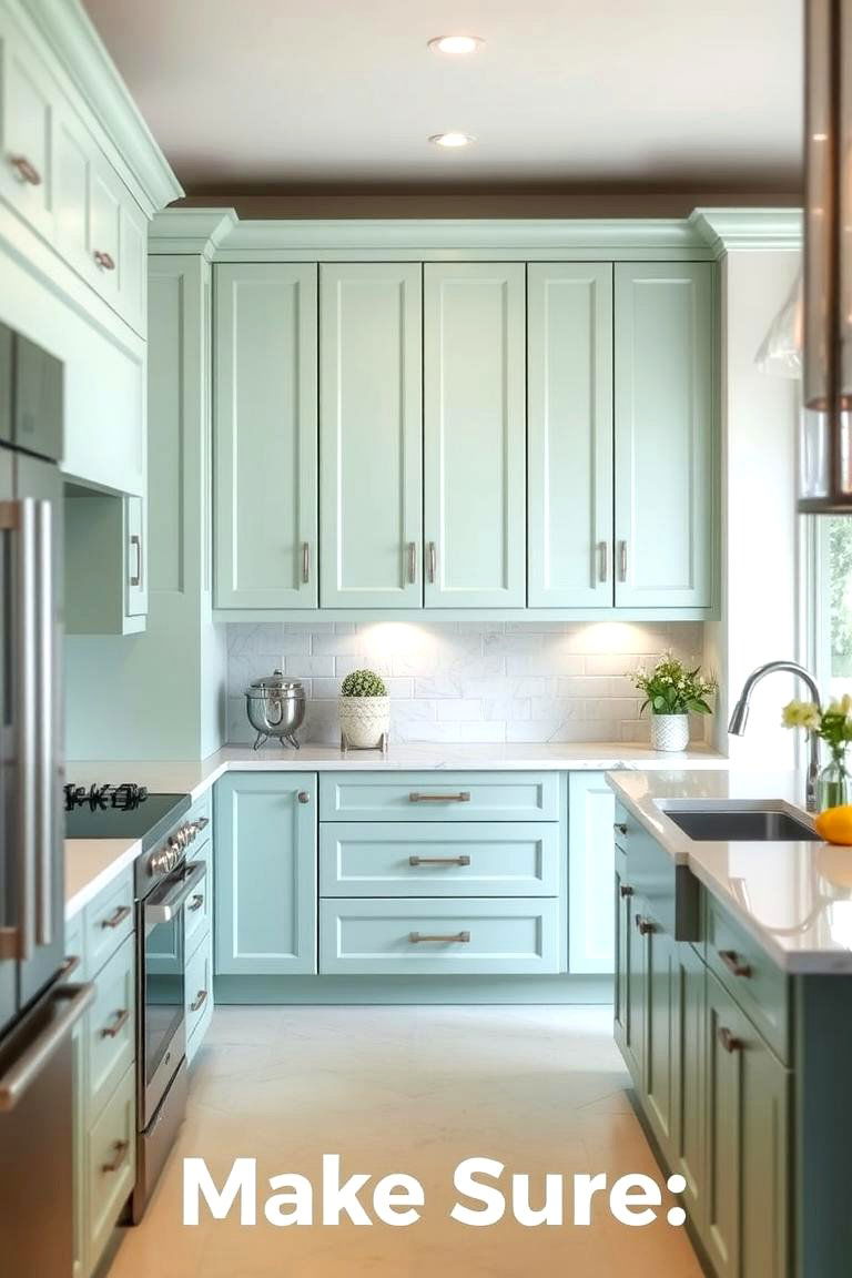 Seafoam Green for a Soft Relaxing Atmosphere - 24 Green Kitchen Cabinet Ideas
