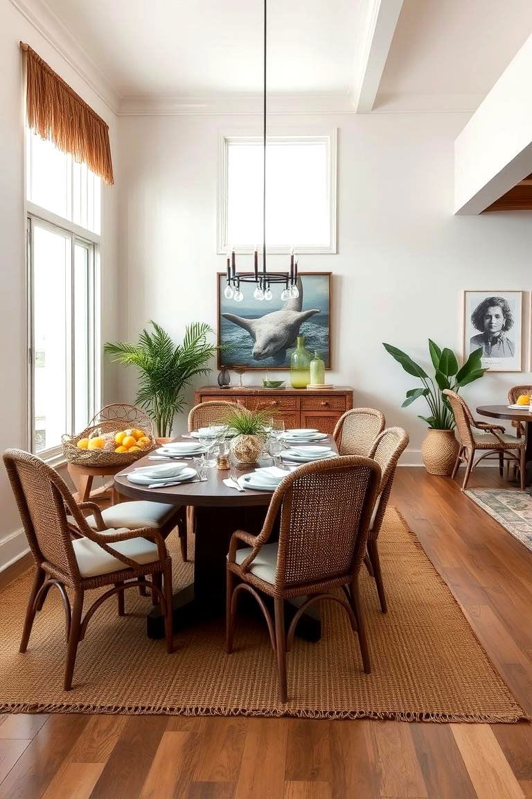 Seagrass and Natural Fibers - 24 Coastal Dining Room Ideas
