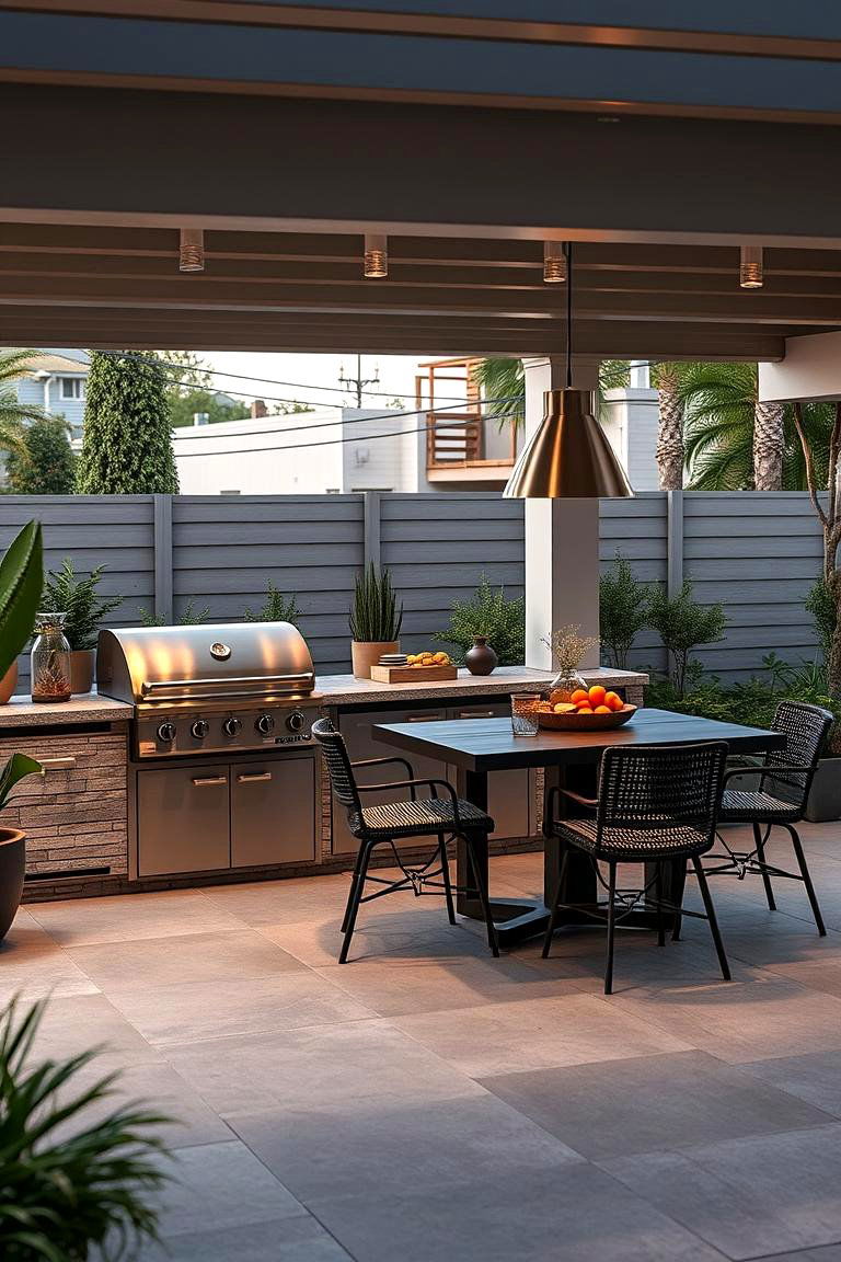 Seamless Barbecue and Dining Combo - 24 Luxury Outdoor Kitchen Ideas