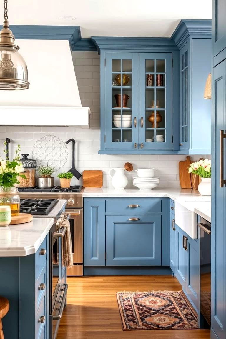 Seamless Blending with Diverse Decor - 24 blue farmhouse kitchen cabinets