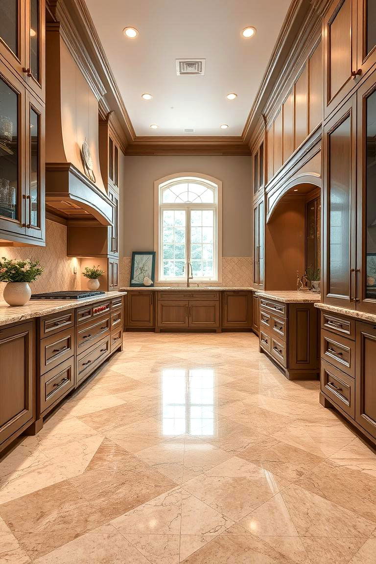 Seamless Countertop Integration - 24 Travertine Floor Kitchen Ideas