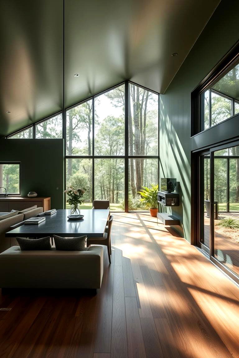 Seamless Indoor Outdoor Flow - 24 Forest Green House With Black Trim