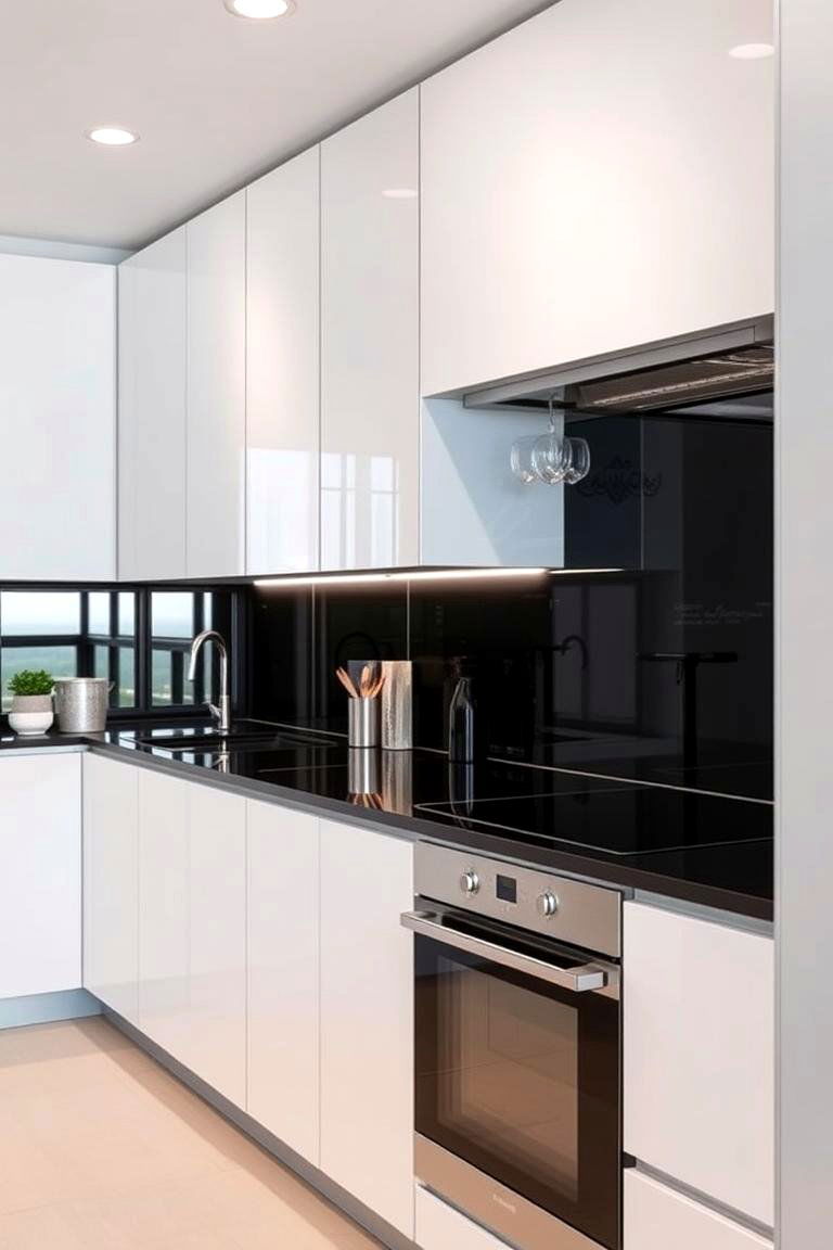 Seamless Integration of Appliances with Black Backsplash - 24 Kitchen With Black Backsplash