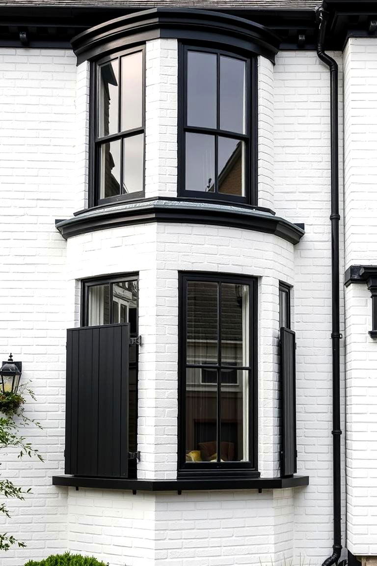 Seamless Integration of Gutters and Downspouts - 24 White Brick House With Black Trim
