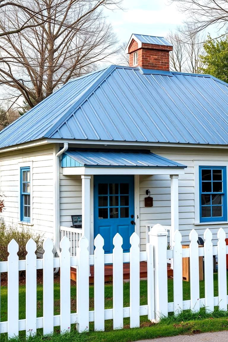 Seamless Integration with Solar Panels - 24 houses with blue metal roofs