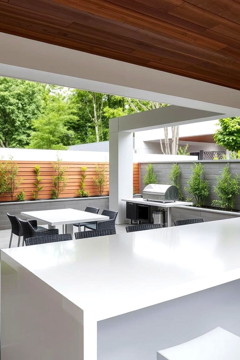 Seamless and Low Maintenance Corian - 24 Outdoor Countertop Ideas