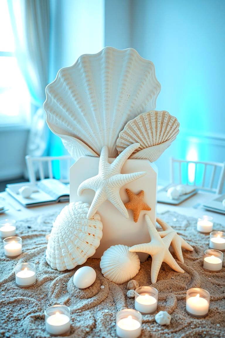 Seashell Baby Shower Centerpiece - 24 Baby Shower Centerpiece Ideas