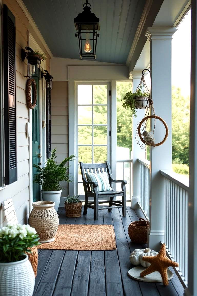 Seashell Decor Accent Porch - 24 Small Cape Cod Front Porch Ideas