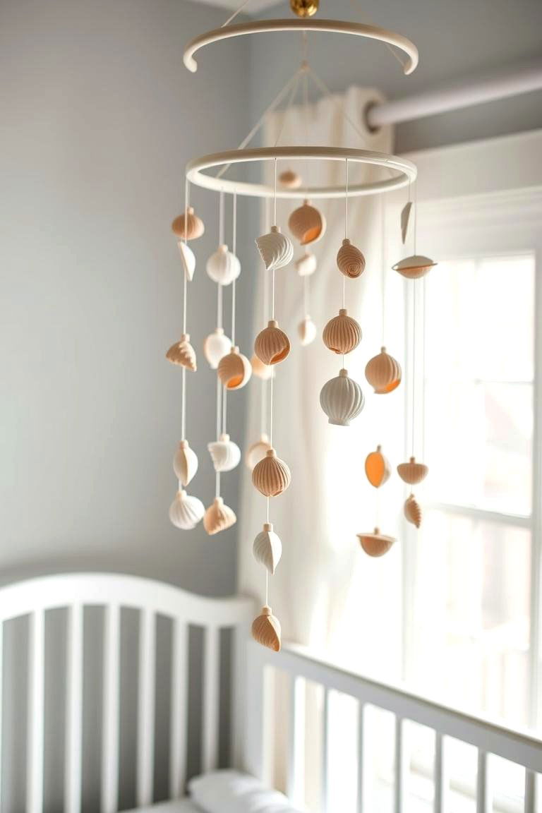 Seashell Mobile Serenity - 24 Ocean-themed Nursery Ideas