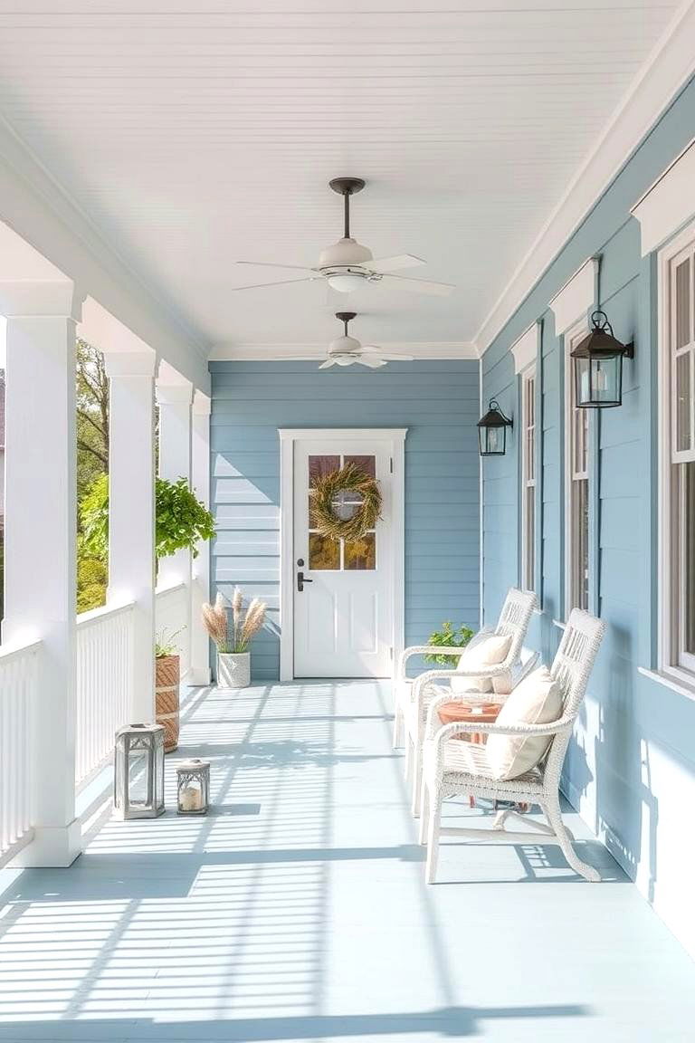 Seaside Color Palette Porch - 24 Small Cape Cod Front Porch Ideas