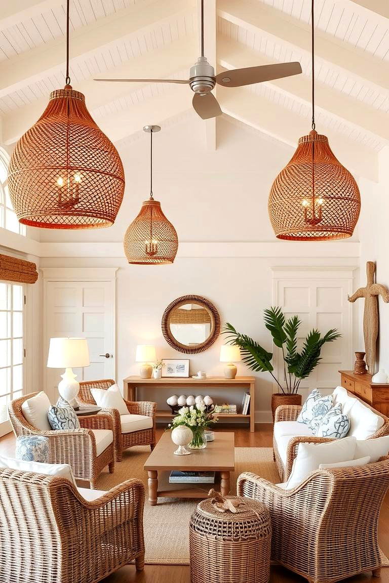 Seaside Inspired Lighting - 24 Beach House Living Room Ideas