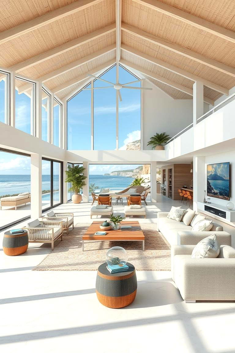 Seaside Open Concept - 24 Coastal Living Room Ideas