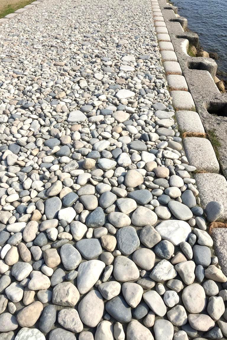 Seaside Pebble and Stone Blend Walkway - 24 Stone Walkway Ideas