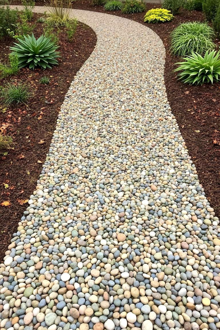 Seasonal Color Shift - 24 Pea Gravel Walkway Ideas