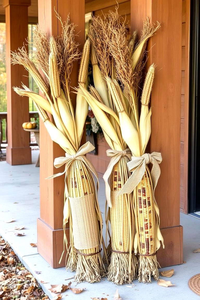 Seasonal Corn Stalk Displays - 24 Rustic Front Porch Ideas